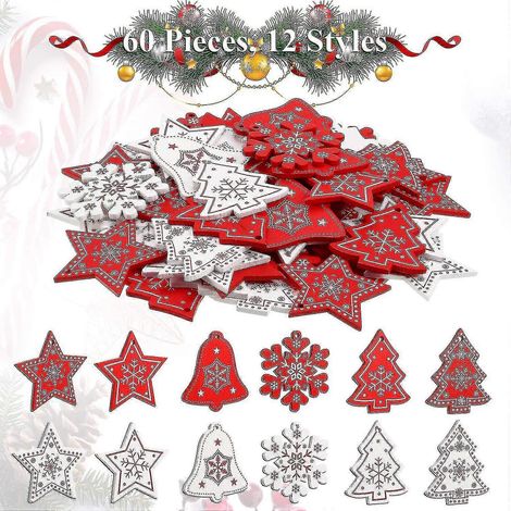 60 décorations de Noël en bois finies, déclinées en 4 styles. (1/5)