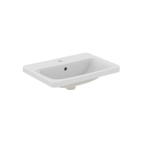 Ideal Standard – Vasque à encastrer céramique 580x430 mm – Avec trop-plein et 1 trou pour robinet – Blanc – Modèle anguleux (1/5)