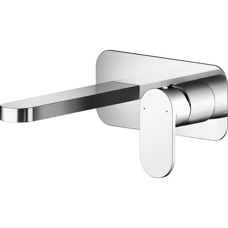 Balterley Enville Round Wall Mount 2 Tap Hole Basin Mixer Tap with Fluted Lever Handle & Back Plate - Chrome Finish