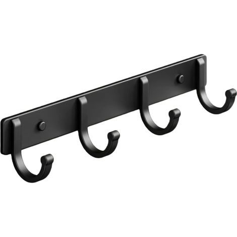 This multifunctional wall-mounted clothes rack can be installed without drilling and comes with four hooks (black). (1/5)