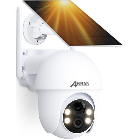 Anran – Caméra de surveillance extérieure 2K HD sans fil – Panneau solaire – Détection PIR – Compatible Alexa et Google Home – Vision nocturne - HD 3 MP