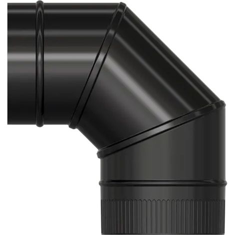 Codo Estufa Liso Vitrificado Negro Ø 175 mm. 90°
