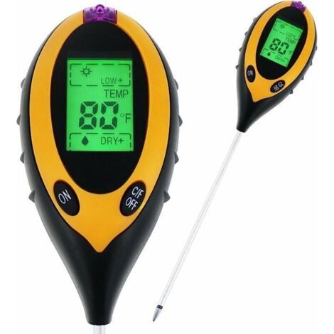 4-in-1 Digitaler Bodentester für drinnen und draußen: pH-Wert, Licht, Feuchtigkeit, Temperatur. Ideal für Gärten, landwirtschaftliche Betriebe und Rasenflächen. (1/5)