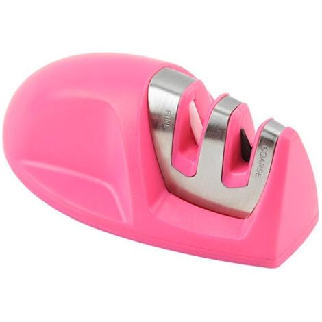 Aiguiseur de Cuisine(Rose) Professionnel 2 en 1 Manuel Aiguiseur pour Couteaux en Acier Inoxydable et céramique de Toutes Tailles,Base Anti-dérapante Noir (1/5)