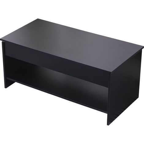 Happy Garden – Table basse relevable noire 100x50cm – Plateau relevable – Étagère inférieure – Design nordique moderne