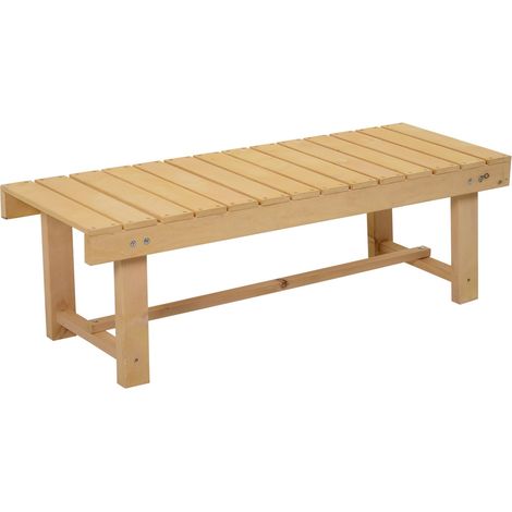 Banco De Jardín Banco De 2 Plazas De Madera Maciza, Mueble De Jardín Rústico, Natural, 110X38X35Cm (1/5)