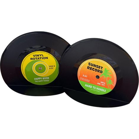2pcs Supports de livres en forme de vinyle, bords arrondis, serre-livres vintage, présentoir pour étudiants (1/5)