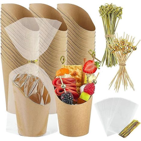 50 coupelles à charcuterie avec bâtonnets, 400 ml (14 oz), présentoir individuel (1/5)