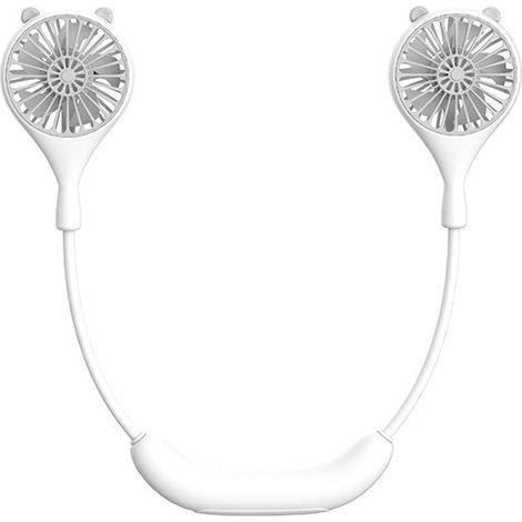 Wiederaufladbarer Nackenventilator per USB, tragbar und verstellbar für Sport und Reisen – Weiß (1/5)