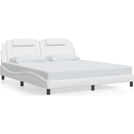 Lit double，Lit adulte，Cadre de lit Viana sans matelas blanc 180x200 cm similicuir CFW4924830 (1/5)