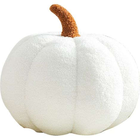 Coussin décoratif citrouille d'Halloween, peluche rembourrée en molleton blanc, ornement de saison 35x30 cm, lot unique (1/5)