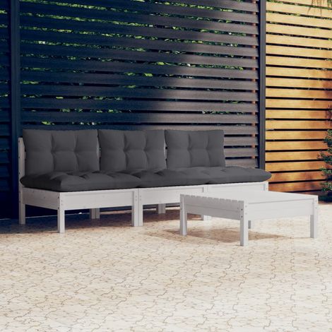 Salon de jardin 4 pcs Ensemble Table et Chaise de Jardin - avec coussins anthracite Bois de pin BV684499 - BonneVie (1/5)
