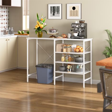 Table Console Multifonctionnelle - 120x40x85,5cm - Organisateur Modulable Rangement Cuisine Salon Bureau Garage - Blanc (1/5)