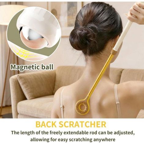 Appareil de massage dorsal télescopique double face, lot de 2, jaune, poignée réglable, portable (1/4)