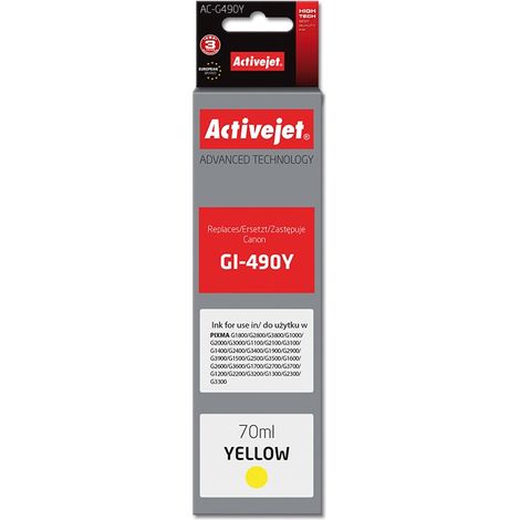 Cartouche d'encre Activejet AC-G490Y (remplacement pour Canon GI-490Y Supreme 70 ml 7000 pages, jaune (1/2)