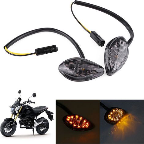 – Indicatori di direzione a LED ambra a filo per moto – 12 LED – Tensione 12V – Ricambio per Honda Grom 2014-2016 – Installazione semplice (1/5)