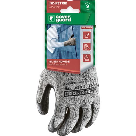 Lote de guantes anti-corte con palma recubierta de látex negro SIMPLY PRO SC580L Talla 10 - Lote de 5 (1/3)
