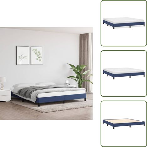 Bettgestell ohne Matratze Blau 180x200 cm Stoff - Bettrahmen - Doppelbett - Blau - Holzrahmen - Lattenrost (1/5)