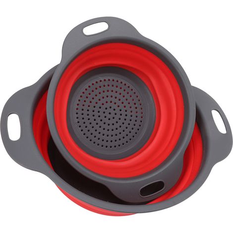 Lot de 2 passoires pliables rondes et rétractables, pour égoutter les fruits et légumes. (1/5)