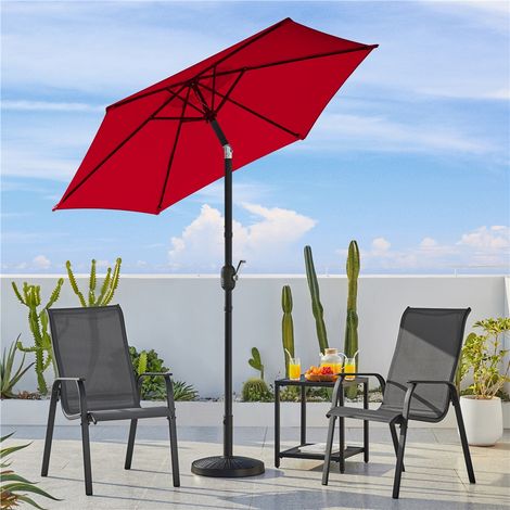 Yaheetech Parasol de Jardin 230/270/300 cm, Pliable, avec Toile Inclinable, Protection UV, Manivelle, 6 Baleines, pour Plage Terrasse Patio Piscine
