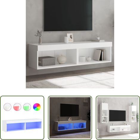 LED-Leuchten - TV-Schränke mit LED-Leuchten 2 Stk. Weiß 60x30x30 cm (1/5)