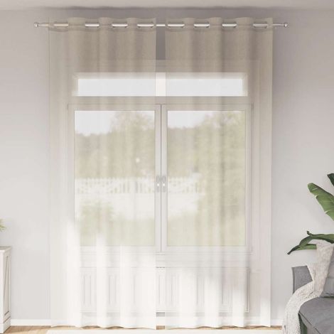 Rideaux en voile avec œillets 2 pcs crème 140x300 cm (1/5)