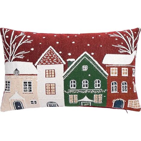 Dekokissen Snowlyn mit rotem Landschaftsmotiv 30 × 50 cm (1/4)