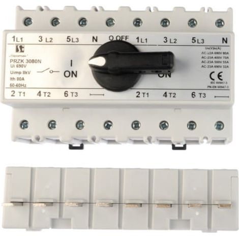 Interruptor generador de red 80A 3P+N (polo N sin conmutar) przk-3080NW02