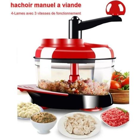 Hachoir Manuel a viande 4-Lames avec 3 vitesses de fonctionnement /DECOUPE DES Légume Aliments Mélangeur Mixeur Batteur capacité 2L (1/4)