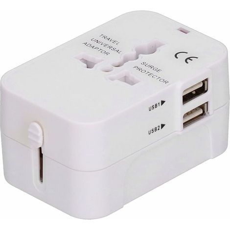 Adaptateur de Voyage USB, Prise de convertisseur de Puissance Portable de Charge Intelligent pour convertisseur de Prise de Voyage pour ménage(Blanche) (1/5)