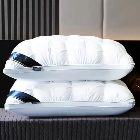 Lot de 2 oreillers d'hôtel 48 x 74 cm, oreillers de sommeil avec soutien cervical, haute densité, hypoallergéniques, lavables en machine-AquaForge (1/5)