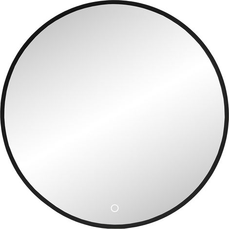 Badezimmer Spiegel 80 cm mit LED-Beleuchtung, schwarzer Metallrahmen - ATELLA-03 (1/4)