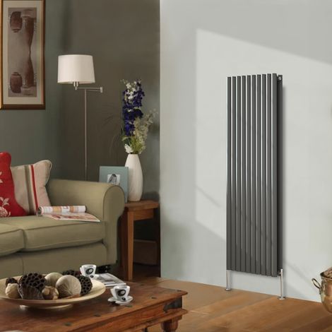 Designer Radiator 1600x590mm Double Oval Column Vertical Anthracite (1/5)