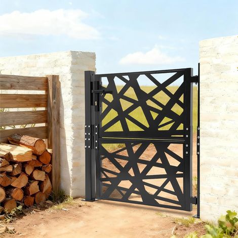 Gartentor Metall, 105x100 cm Gartentür Abschließbar Zaun Stahl für Garten Terrasse, Zauntor, Outdoor Tor, Eisentor, Sicherheitstor, Eingangstor (Schwarz) (1/5)