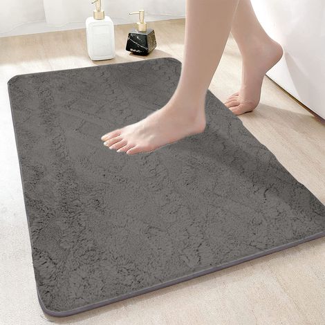 Alfombras de Baño Felpa de Microfibra 40x60 50x80cm - Alfombrilla de Lavabo para Hogar - Alfombra Jarquard de Ducha Absorbente, Duradera y Lavable a Máquina Azu Camello Blanco Gris Rosal (1/5)