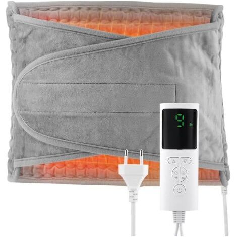 Ceinture Chauffante Lombaire 125x30cm Coussin Chauffant Electrique, Lombaire 9 Niveaux de Température et Arrêt Automatique Lavable Ceinture Chauffante avec Velcro Pour Dos Cervicales Abdomen Gris (1/5)