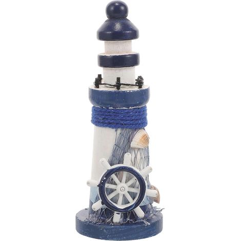 Stück Leuchtturm-Ornament aus Holz im mediterranen Stil, exquisite, einzigartige Leuchtturm-Statue zum Thema Ozean, Heimdekoration (Styling-Ruder)-135cm (1/4)