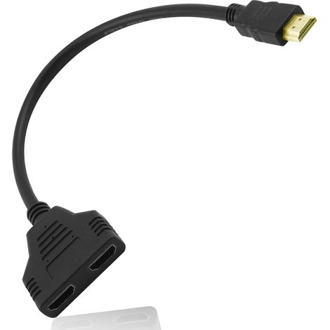 Répartiteur HDMI 1 Entrée 2 Sorties, Câble Adaptateur 32 cm, Double Connecteur pour Moniteurs et TV HD