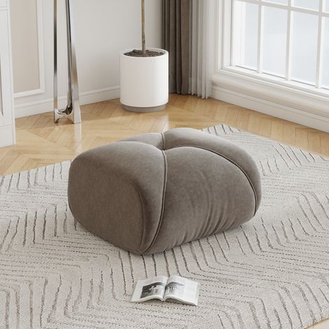 Puf Sillón Modular en Chenilla, Diseño Ergonómico, Asiento Profundo y Ancho, Taupe (1/5)