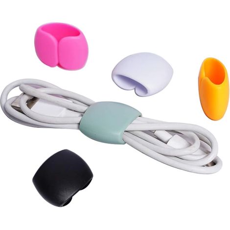Lot de 5 organisateurs de câbles réutilisables en silicone, enrouleur de câbles pour écouteurs (1/5)