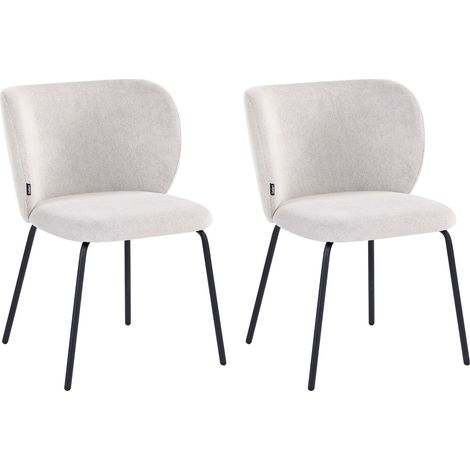 Set di 2 sedie imbottite senza braccioli Design retrò Base in metallo bianco sporco Calera