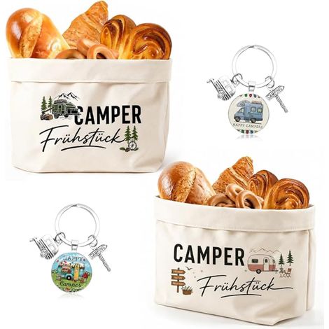 Set de corbeilles à Pain Camper avec Design Romantique et Robuste décoration et Accessoires pour Caravane et Camping-Car pour Les Couples de campeurs 38x22x16cm (1/5)