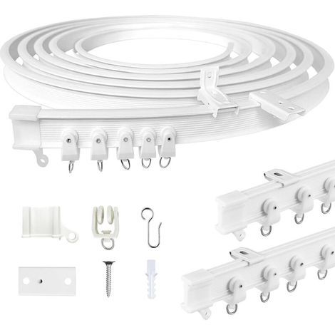 Rail de rideau flexible 3M pour plafond, rail de rideau incurvé avec roulettes silencieuses, idéal pour fenêtre, intimité et décoration intérieure (1/5)
