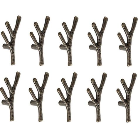 10x Poignée Meuble en Forme de Branche Poignées Armoires en Alliage de Zinc avec Vis Bronze - Trou Unique (1/5)