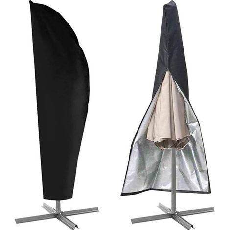 1PCS Housse de Parasol Extra Large Housse de Parapluie Cantilever Imperméable/Coupe-Vent/Anti-UV, (205cm) Housse de Parasol de Jardin Extérieur avec Fermeture Éclair (1/5)