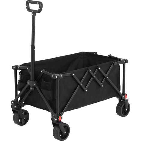 Folding Wagon Carts,Folding Wagon Cart with All Terrain Wheels,Heavy Duty Garden Carts with Adjustable Handle,Outdoor Utility Wagon for Camping Shopping Sports Fishing Black