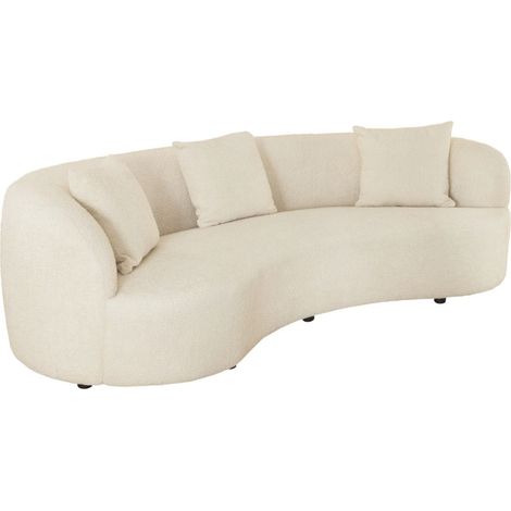 Divano dritto SOREN beige – Divano design in tessuto bouclé con forma arrotondata