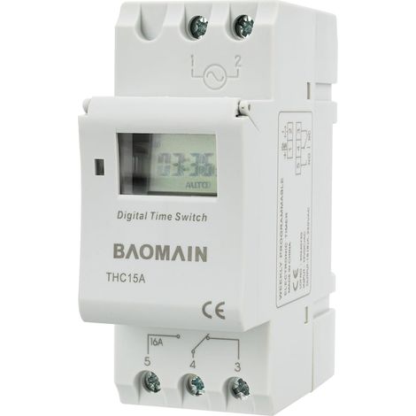 Interrupteur Horaire Programmable DC 12V 16A , Minuterie Numérique sur Rail DIN avec Écran LCD pour Éclairage, Solaire et Contrôle Industriel (1/5)