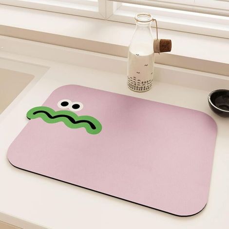 Kitchen countertop dish drying mat, heat-resistant, draining mat, pink, 40 x 50 cm