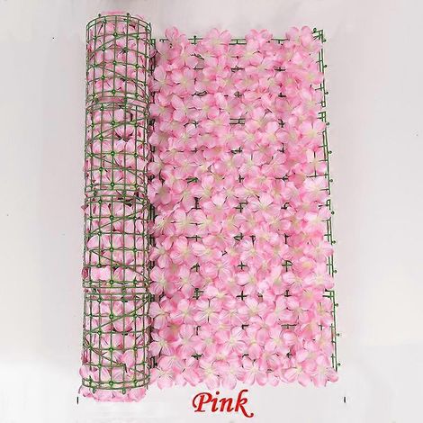 Panneau de clôture végétale en filet, disponible en 2 tailles, avec feuilles artificielles et fausses fleurs de cerisier.0,5 x 1 M rose